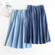 Tencel cotton skirt women's summer high waist elastic denim skirt a-line skirt is thin and thin section elegant large swing skirt