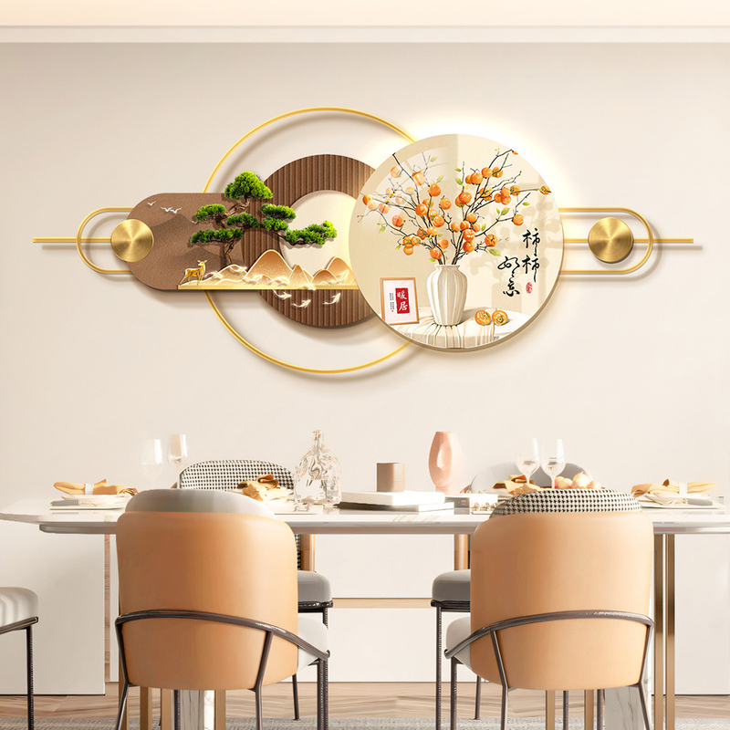 Persimmon-Themed Restaurant Decorative Painting, Light Luxury and High-End Feel, No-Drill Hanging Painting for Kitchen, Dining Room, Dining Table Background Wall Art Persimmon-Themed Restaurant Decorative Painting, Light Luxury and High-End Feel, No-Drill Hanging Painting for Kitchen, Dining Room, Dining Table Background Wall Art