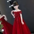 Công chúa váy cô gái dạ hội trẻ em chủ nhà váy cưới váy dài catwalk đỏ từ vai váy cưới mùa xuân và mùa hè quan ao tre em Váy trẻ em