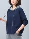 Hooded Sweatshirt for Women, Spring and Autumn New Style, Middle-Aged Mother's Clothing, Color-Blocking, Fashionable, Age-Reducing, Pullover, Thin, Loose-Fitting Sports Top