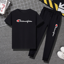 Boys Summer Cloth 2022 new childrens clothing in the big boy boys handsome summer sports suit ocean short - sleeved Korean edition tide