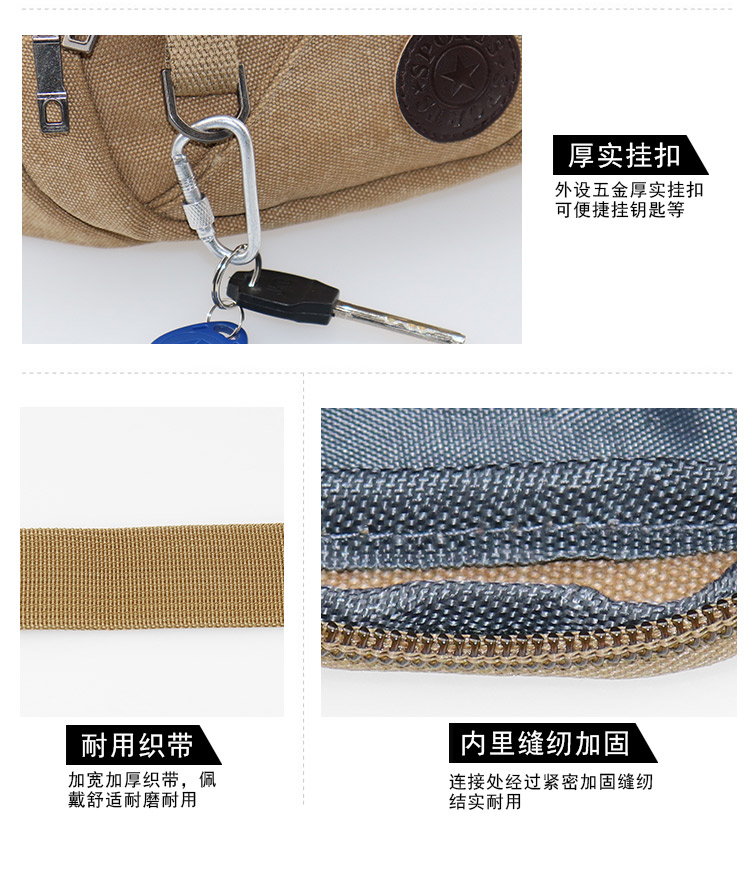 Công suất lớn wearable canvas túi của nam giới đa chức năng thể thao đóng túi nữ thu tiền kinh doanh tiện ích gói túi đeo hông đi phượt	