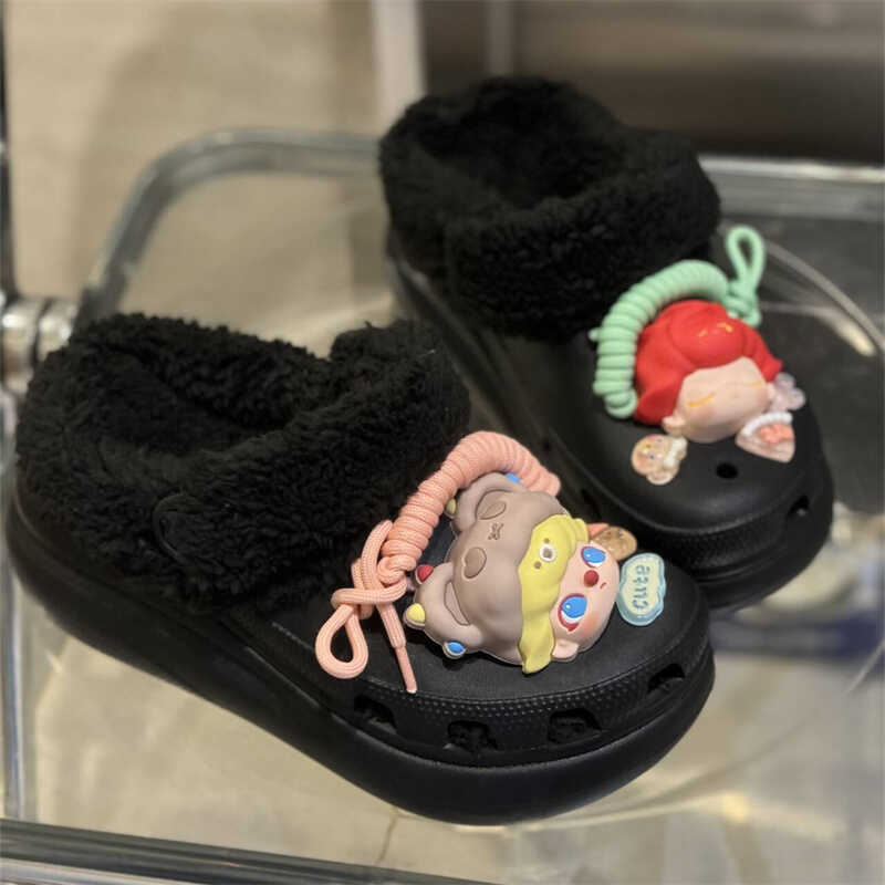 Puff Crocs Stuffed Liner Removable Autumn and Winter Warm Suit Heel Strap Adaptation Crocs Crocs