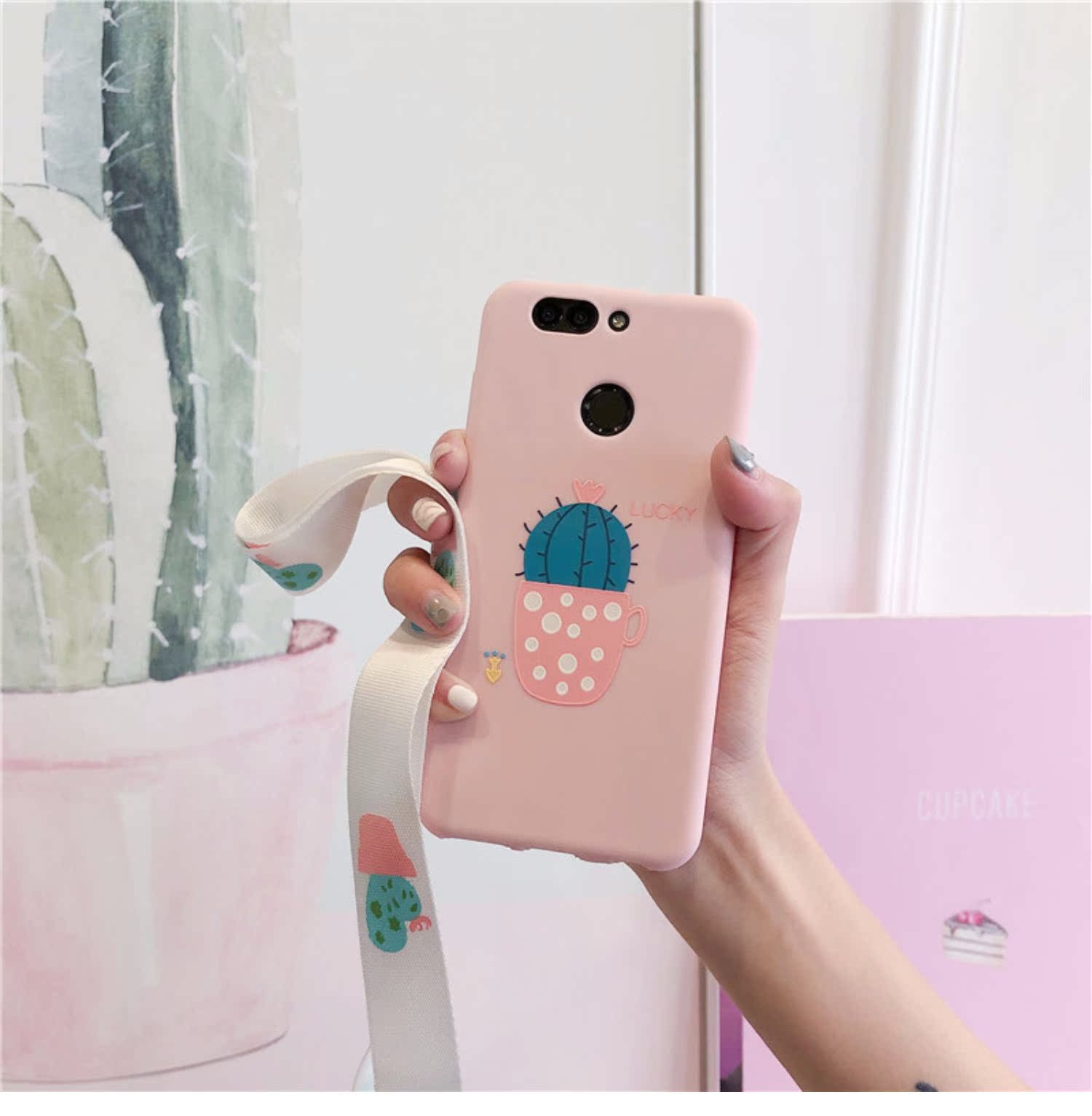 Huawei vinh quang 10 vỏ điện thoại di động thưởng thức 8 cây xương rồng mềm bọc vinh quang V10 khung kính thiên văn dễ thương Mai Mang 7 dây buộc - Phụ kiện điện thoại di động ốp xiaomi redmi note 8