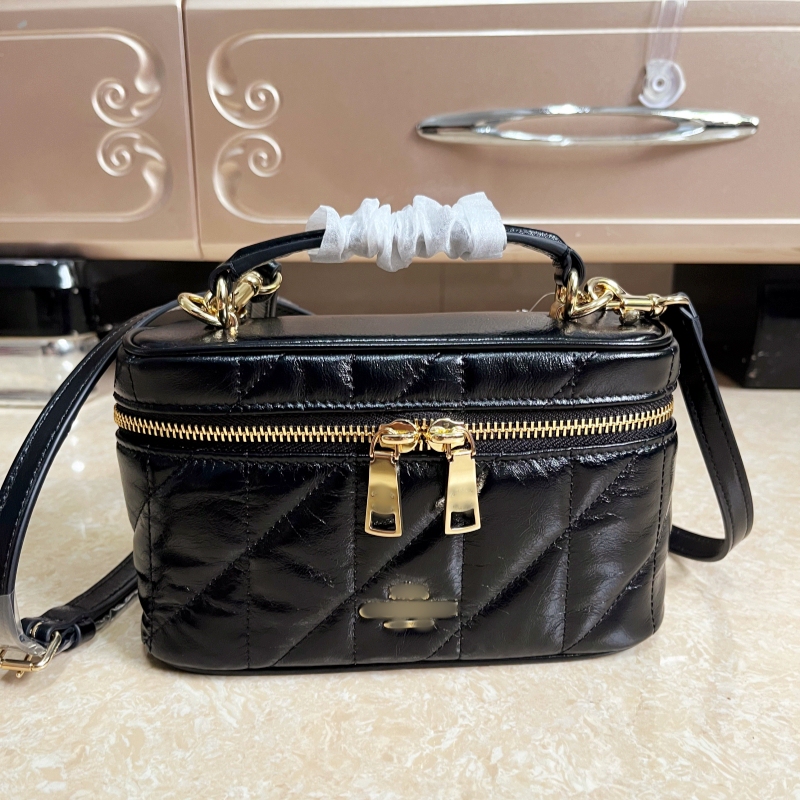 Rainer18 Box Bag Retro Cosmetic Bag Quilted Oil Waxed Cowhide Women's Bag Handbag Shoulder Crossbody Bag Ceo22 Rainer18 Box Bag Retro Cosmetic Bag Quilted Oil Waxed Cowhide Women's Bag Handbag Shoulder Crossbody Bag Ceo22
