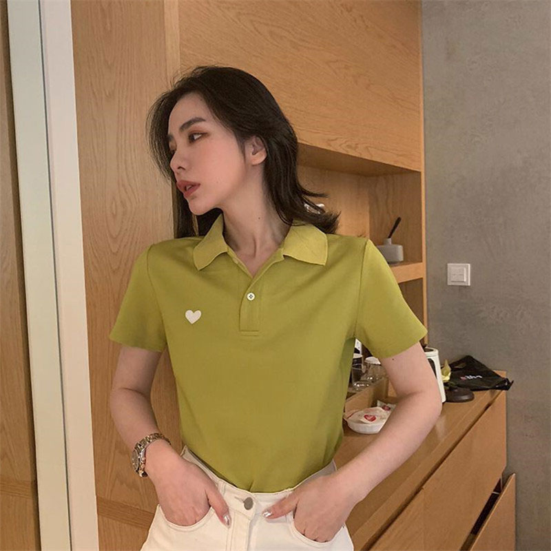 Green Polo Shirtchampion Vigny European goods ins Short sleeve Summer clothes 2021 new pattern Korean version Polo shirt Dress female Medium and long term tide