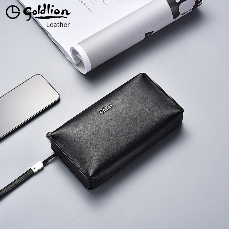 Kinley to men's handbags genuine leather luxury high-end large capacity 2021 new men's hands with a small number of boomers