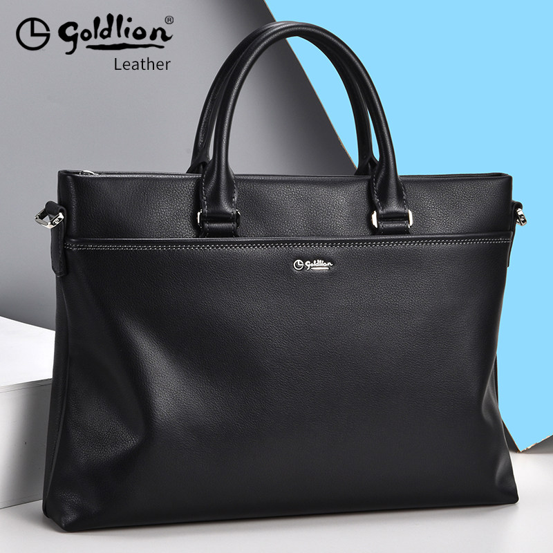 Jinlilai men's bag genuine leather business men's leather bag tote bag pure cowhide travel work computer travel briefcase