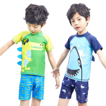 Fashion Cute Cartoon Print Girls Children Split Swimsuit Short Sleeve Shorts Swimming Cap Swimming Goggles Swimming Suit