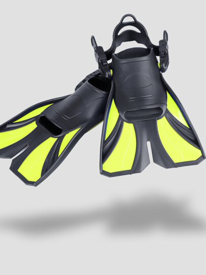 Adult adjustable open-heeled universal short fins for beginners swimming and snorkeling training fins