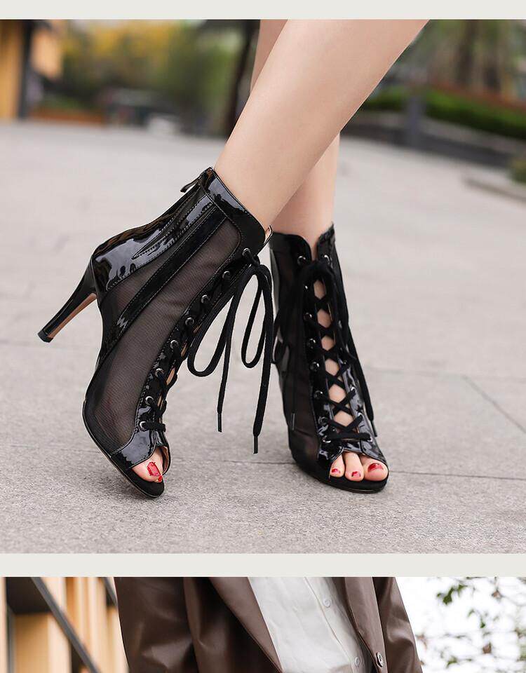 Летние короткие сапоги, ботинки, танцующие туфли на высоком каблуке, босоножки, большой размер Li Xiuxiu 