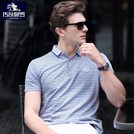 传奇保罗夏季短袖t恤男士休闲商务翻领Polo衫