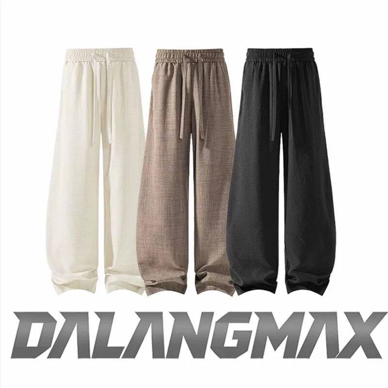 DALANGMAX陈达浪大码男装夏季新款新潮流中式仿麻弯刀时尚休闲裤