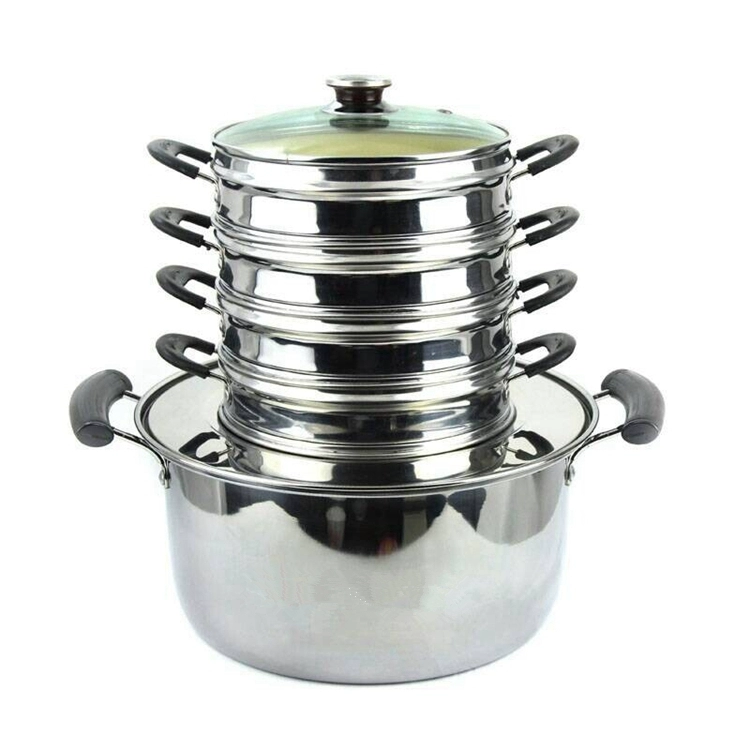 Nồi hấp bằng thép không gỉ hấp bánh bao hấp Bánh bao hấp Thương mại bánh bao lồng cát hạt thiết bị ăn nhẹ bộ đồ ăn dĩa sứ