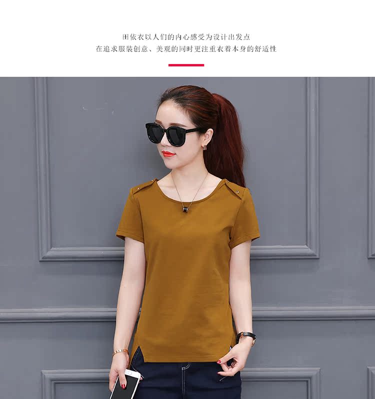 Mùa hè 2019 phiên bản Hàn Quốc mới của áo thun ngắn tay thon gọn nữ nữ size lớn áo sơ mi nữ mỏng manh từ bi - Áo phông áo phông rộng nữ