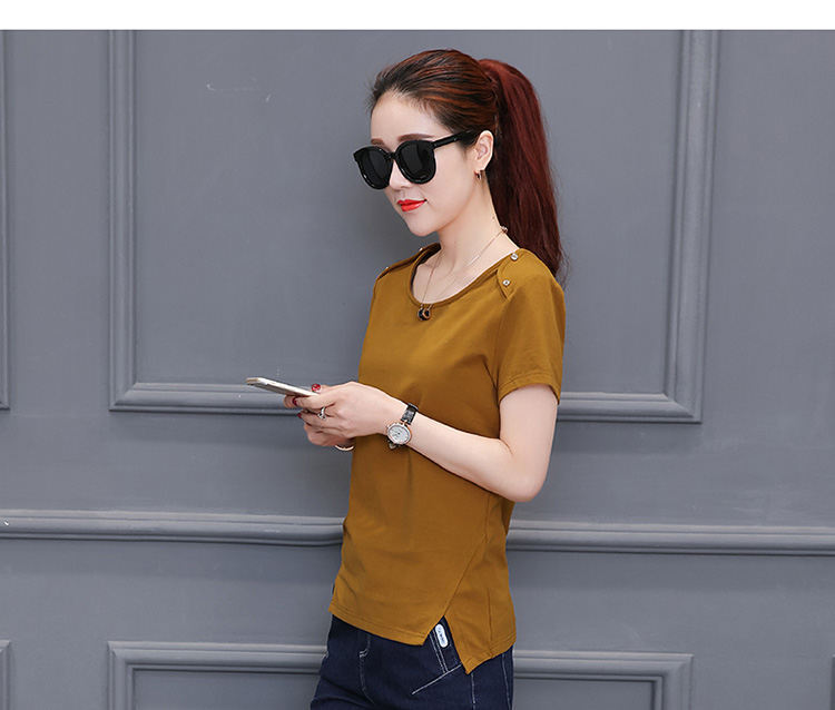 Mùa hè 2019 phiên bản Hàn Quốc mới của áo thun ngắn tay thon gọn nữ nữ size lớn áo sơ mi nữ mỏng manh từ bi - Áo phông áo phông rộng nữ