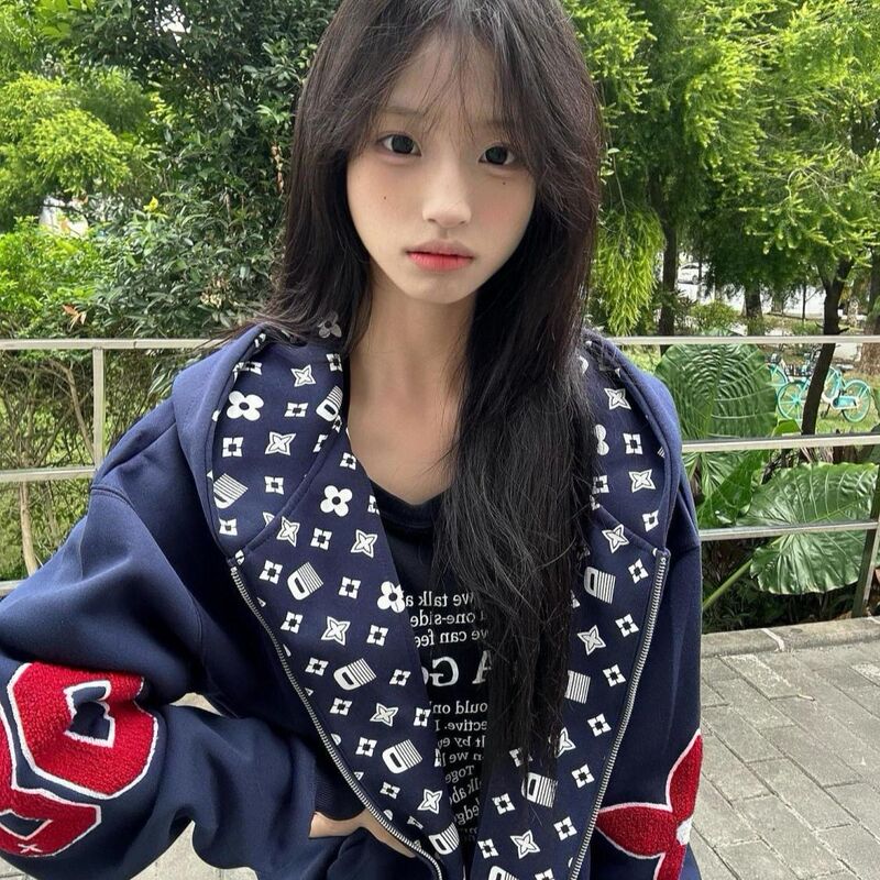 American-Style Embroidered Cardigan Hooded Sweatshirt Jacket for Men and Women, New Autumn and Winter National Trend Brand Couple's Zip-Up Top