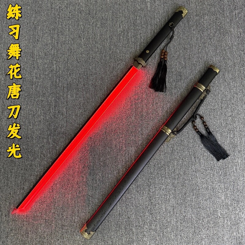 Tang Dynasty-Style Wooden Sword with Light, Glow-In-The-Dark Wooden Sword for Cosplay, Wooden Sword for Samurai Training, Handheld Prop for Performance