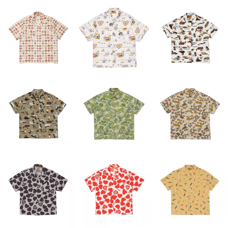 Japanese-Style All-Over Vintage Print Short-Sleeve Shirt Summer Couple Casual Vacation Beach Hawaiian Shirt Japanese-Style All-Over Vintage Print Short-Sleeve Shirt Summer Couple Casual Vacation Beach Hawaiian Shirt