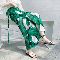 Thailand holiday skirt women 2021 new one-piece skirt lace-up chiffon long skirt irregular floral wrap skirt