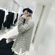 William Wei Áo len sọc rộng áo len len 2018 áo len mùa thu chic áo khoác nam Hàn Quốc