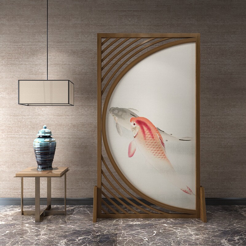 New Chinese style solid wood screen partition living room office bedroom entrance porch translucent decorative solid wood seat screen