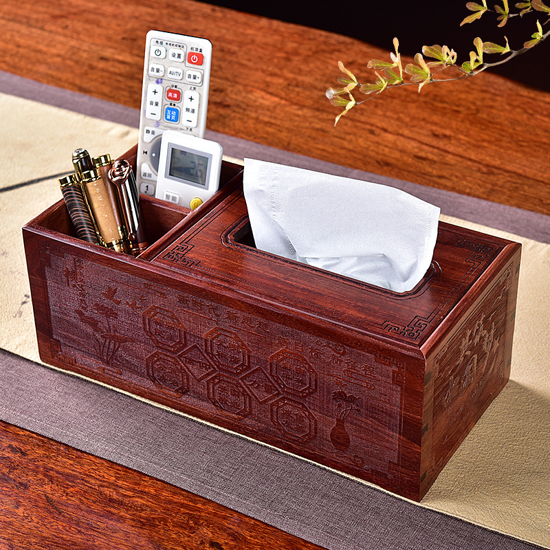 Zambia Blood Honolulu Desktop Living room Home Extraction Tissue Paper Boxes Red Wood Home Napkin Box Wood Carving Creative collection Box