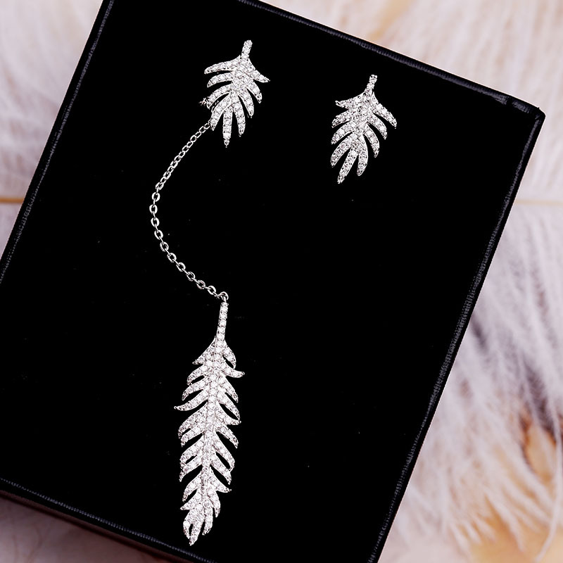 Asymmetric Silver Feathers & Earringsrecommend    Same   925 silver needle   dinosaur   snake   crocodile   honeybee   eye   Earrings   Ear Studs   Ear clip