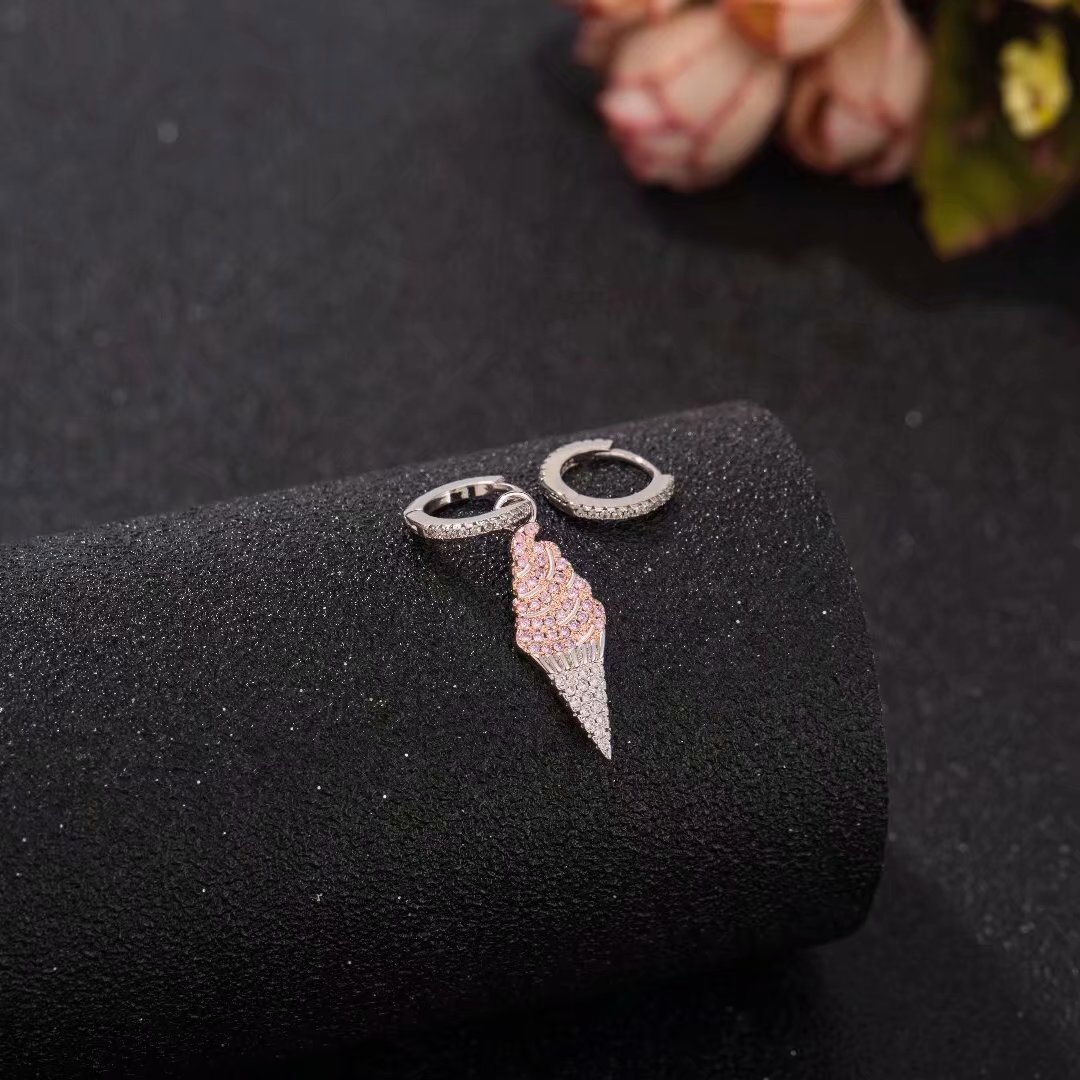 Ice Cream & Asymmetry & Earringsrecommend    Same   925 silver needle   dinosaur   snake   crocodile   honeybee   eye   Earrings   Ear Studs   Ear clip