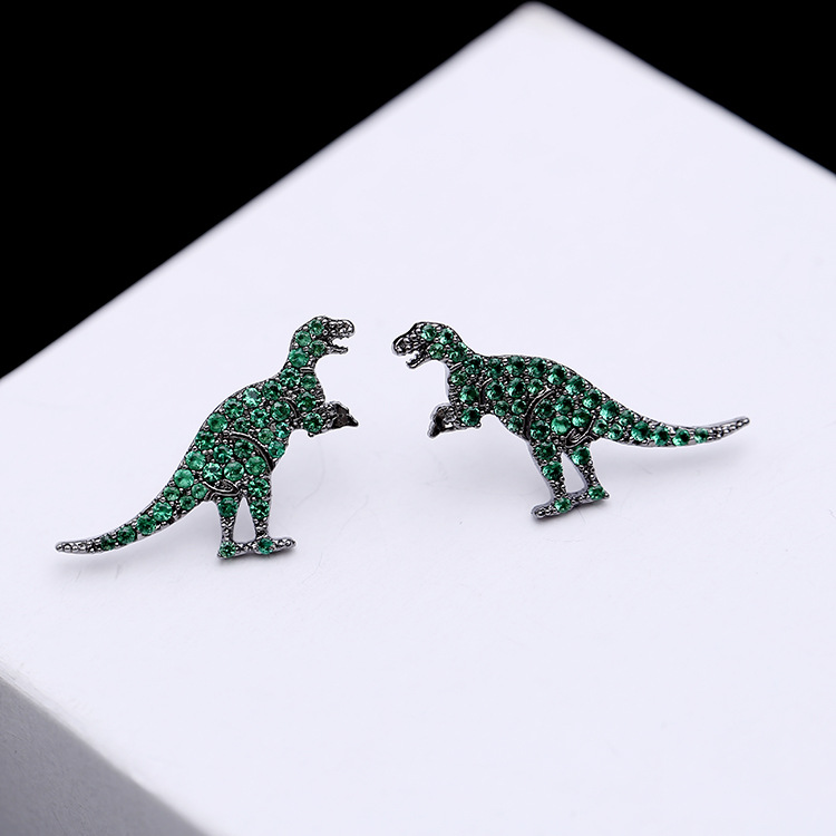 Dinosaur Earrings & Green Diamondrecommend    Same   925 silver needle   dinosaur   snake   crocodile   honeybee   eye   Earrings   Ear Studs   Ear clip