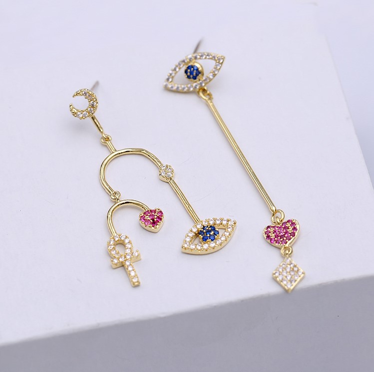 Asymmetric Eye Studrecommend    Same   925 silver needle   dinosaur   snake   crocodile   honeybee   eye   Earrings   Ear Studs   Ear clip
