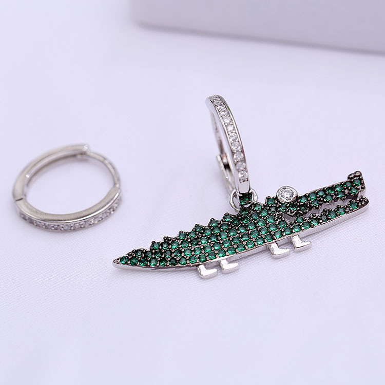 Asymmetric Alligator Earringsrecommend    Same   925 silver needle   dinosaur   snake   crocodile   honeybee   eye   Earrings   Ear Studs   Ear clip