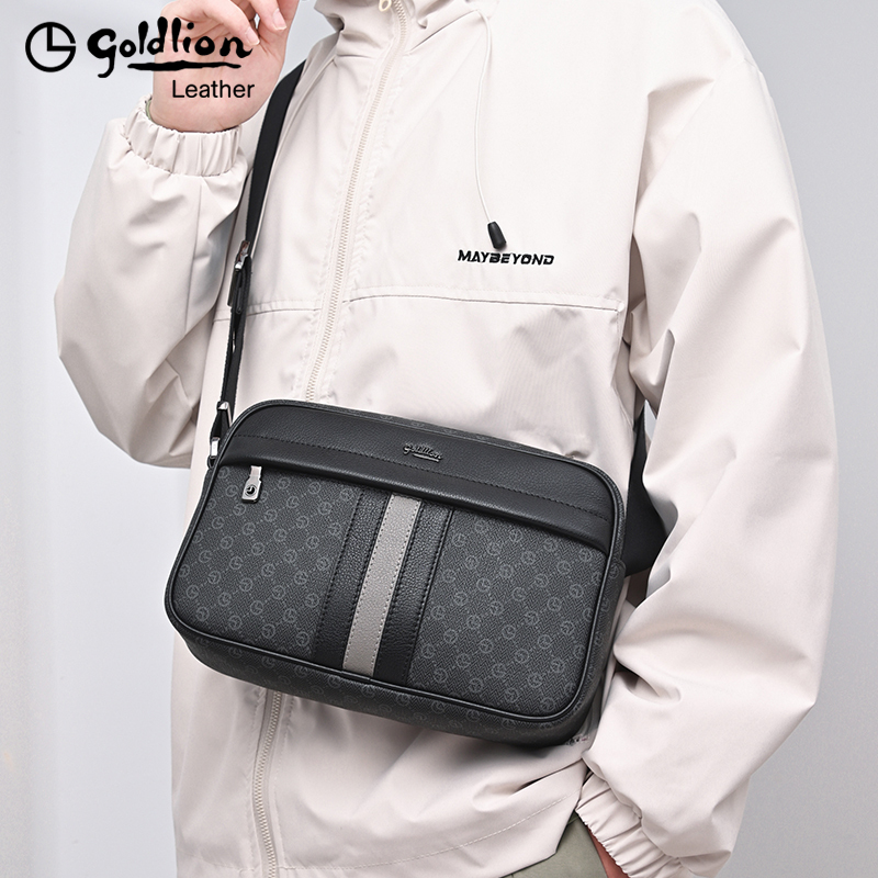 Goldlion Men's Crossbody Bag Summer New Fashion Horizontal Shoulder Bag Men's Light Luxury Brand Trendy Men's Bag
