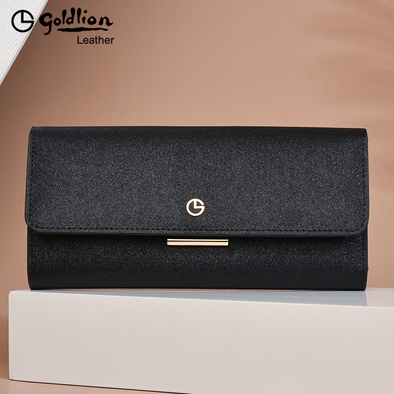 Goldlion Women's Genuine Leather Long Wallet Clutch 2026 New Fashion Coin Purse Ladies' Phone Bag Gift for Mom