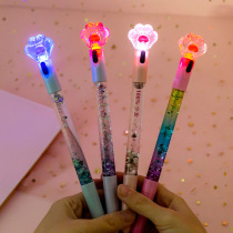 Cute Cat Paw Glow Pen Into Oil Cartoon Streaming Sand Creative Fairy girl Heart Water Pen Student Stationery Full Needle Tube