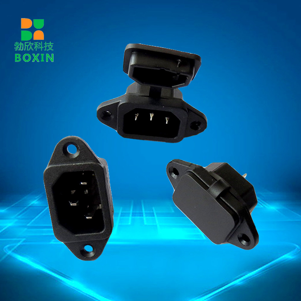 Direct sales AC pint with cover power socket waterproof and dust-proof character power socket with ear pinword male socket