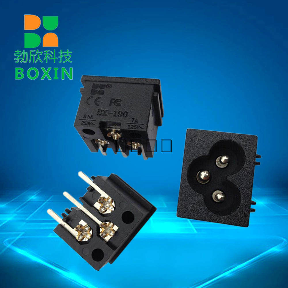 AC power socket plum socket Mickey mouse plug IEC input socket C6 socket certification BX-190-A01