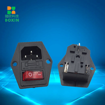 AC power socket Product word with screw hole with fuse switch Three-in-one seat three-plug industrial socket