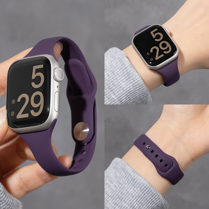 Suitable for Iwatchs11 Thin Single-Pin Liquid Silicone Strap Apple Watch S10987Se2 Sports