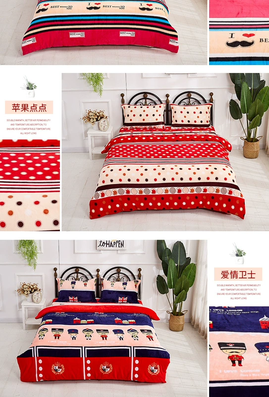 Flannel san hô chăn đơn mảnh 200 230cm hai mặt cộng với nhung mùa đông sang trọng chăn nhung duy nhất - Quilt Covers