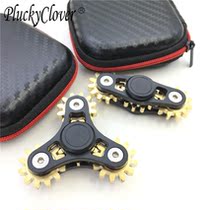 1 aluminum alloy high quality two-three-leaf finger top black gear tip Swivel Decompression Toy Gift