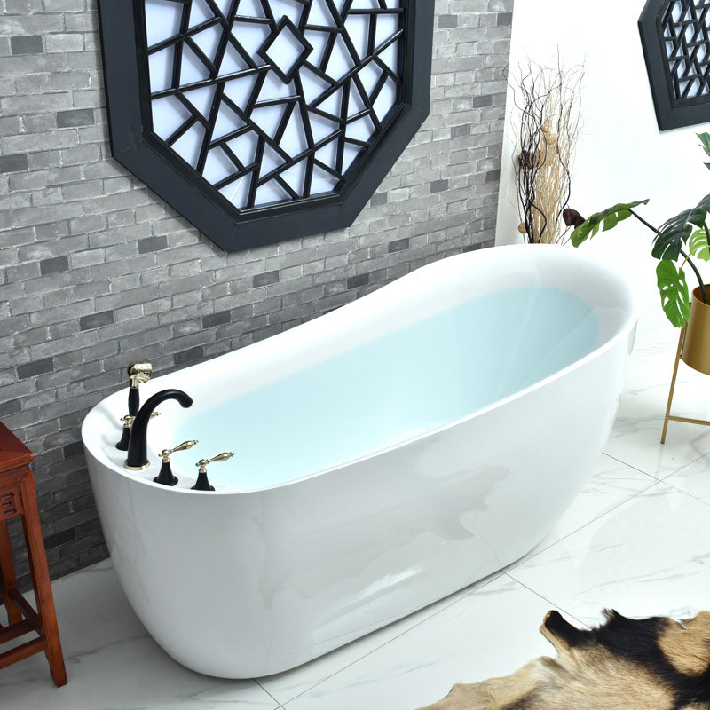 European-style home small apartment adult oval homestay bathtub acrylic independent net red bathtub seamless one-piece bath