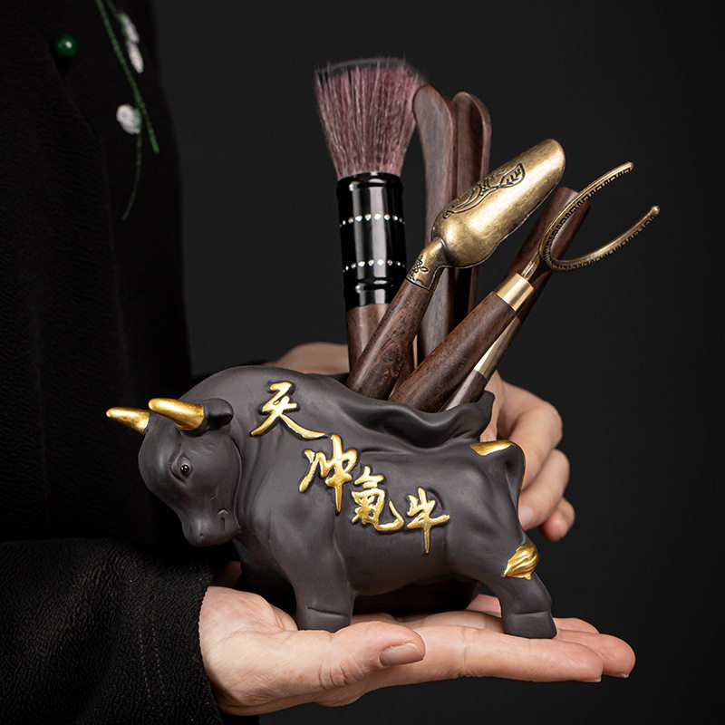 Tea set accessories tea ceremony six gentlemen ebony clip spoon kung fu tea zero matching ox road barrel tea knife Chinese