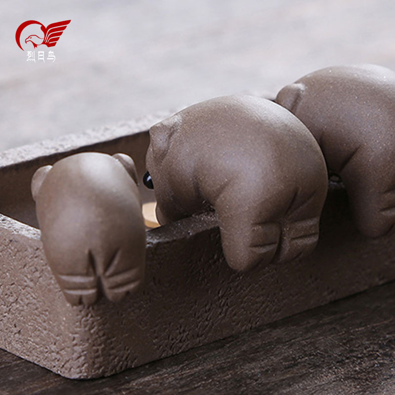 Products sell like hot cakes creative traditional purple sand tea pet pig feed four pig slot its tea tray desktop furnishing articles