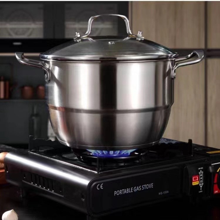 Food-Grade Stainless Steel Glossy Soup Pot, Durable and Easy to Clean, Multi-Purpose Pot with Steaming Plate, Universal Cookware, 26cm