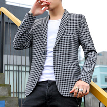 Small suit male 2021 new youth nightclub trend handsome Korean version slim plaid jacket jacket casual suit