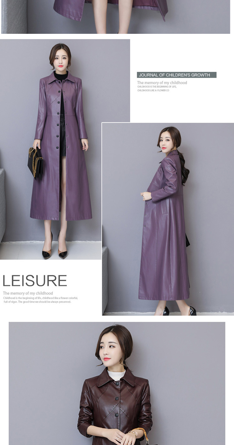 Quần áo da nữ size lớn 2018 mới mùa thu đông cộng với áo khoác lông bằng cotton dài đến đầu gối là áo khoác da mỏng phiên bản Hàn Quốc áo da dáng dài