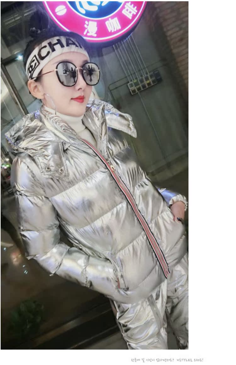 Mùa thu đông 2018 mới của phụ nữ Hàn Quốc bạc hai mặt quần áo trùm đầu bằng cotton áo phao bomber nữ