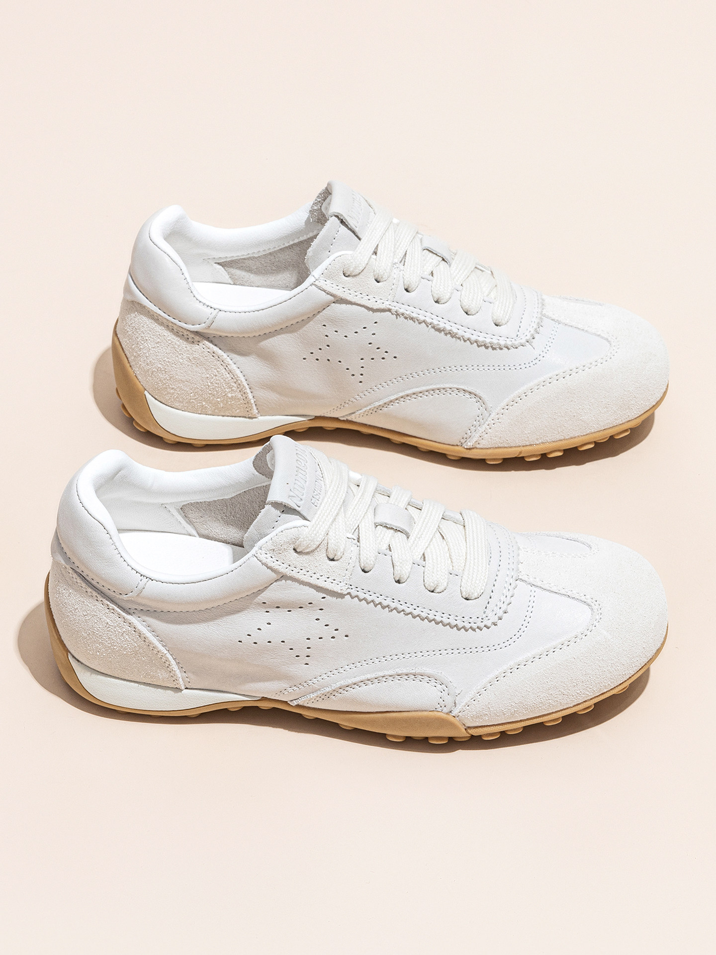 Original Export First-Layer Cowhide German Training Shoes for Women, 2026 Summer Genuine Leather Full Leather Height-Increasing Breathable Casual White Shoes