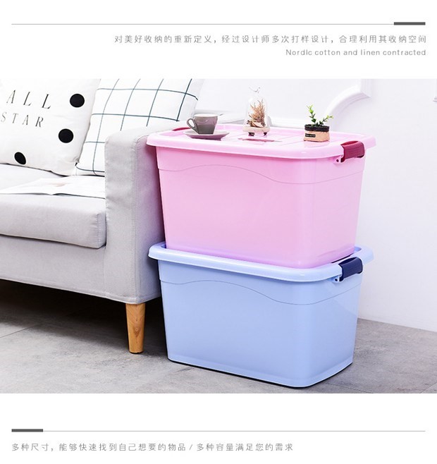 Trung bình 65L kích thước nhỏ hộp lưu trữ lớn để bàn hộp nhựa lưu trữ trong suốt hộp lưu trữ hộp lưu trữ gia dụng hộp đựng trang điểm
